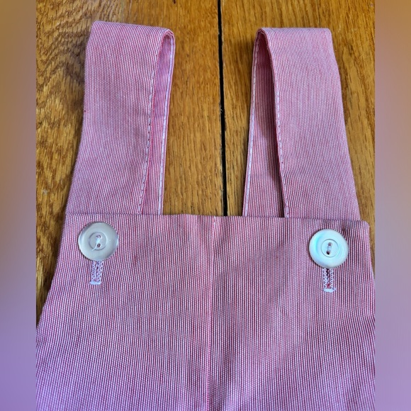 Vintage Red & White Striped Polyester/Cotton Overalls - Picture 3 of 11